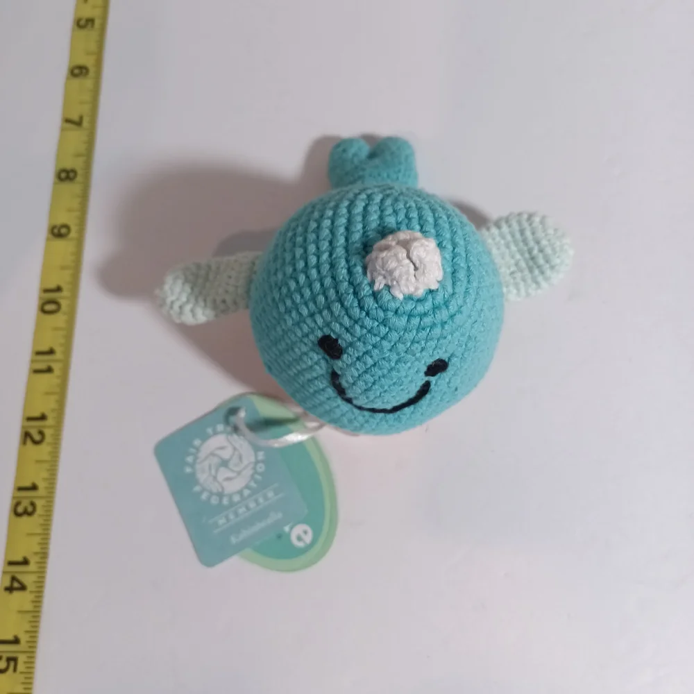 Pebble World Fair Trade Organization Turquoise Whale Rattles 4